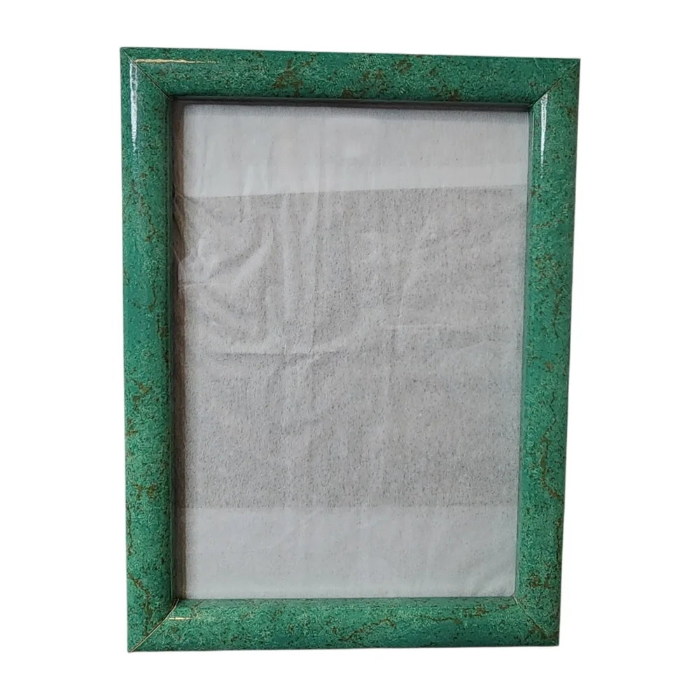 Frame photo green brown decorative glass front black back hang or stand